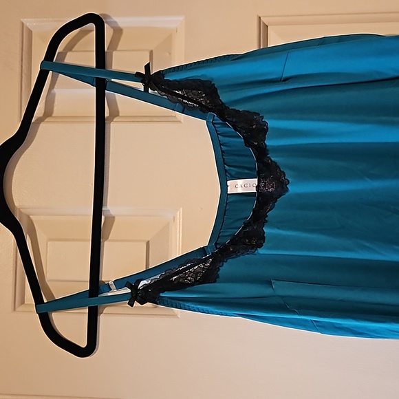 Cacique Teal and Black Lace Nighty in size 22/24 - Picture 4 of 9